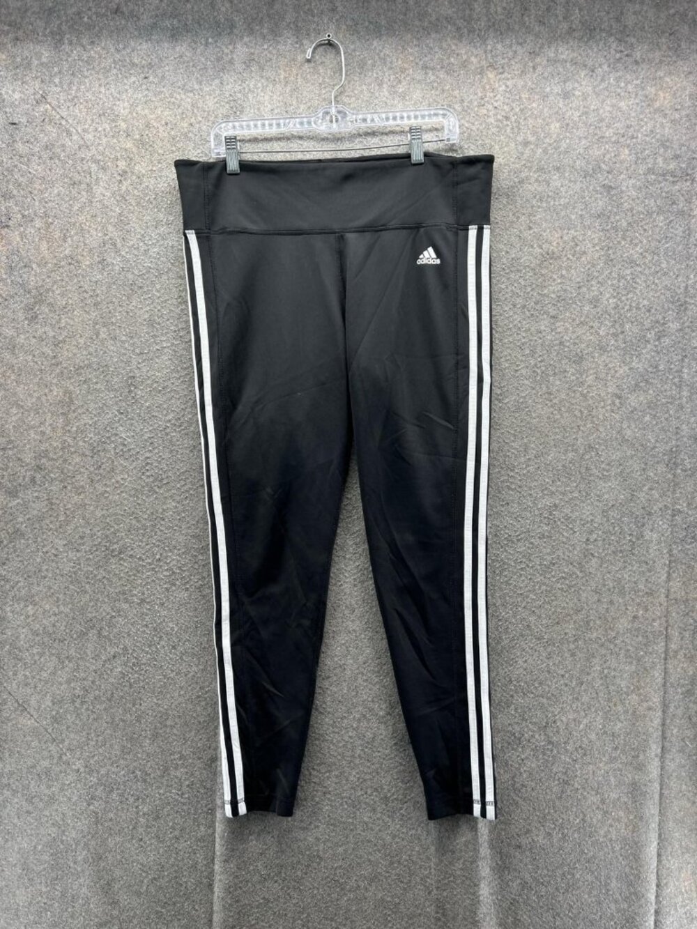 Adidas Leggings Womens XL Black High Rise 3 Stripe Climalite Ankle Yoga Pants